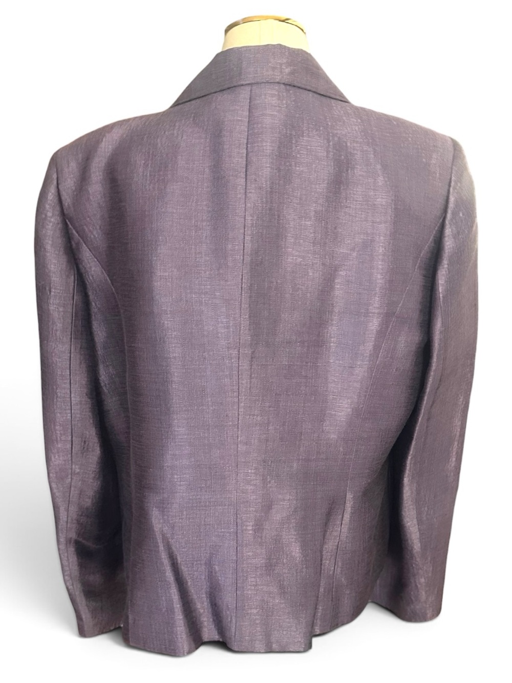 Albert Nipon Size 16 Purple Silk Blend Ruffle Front Evening Blazer Jacket - Picture 5 of 7